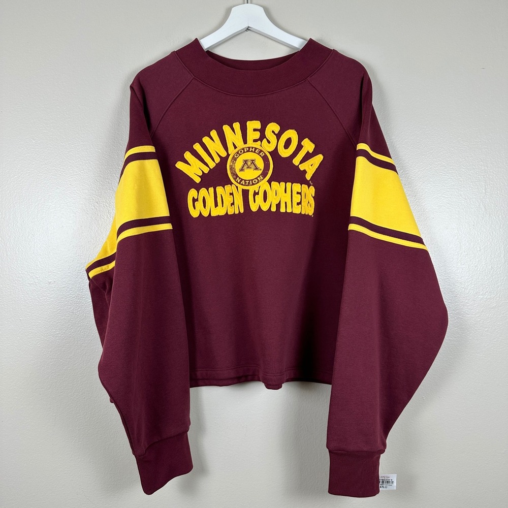 Fanatics Women's 2XL Sweatshirt Maroon Minnesota Golden Gophers Cropped NEW
